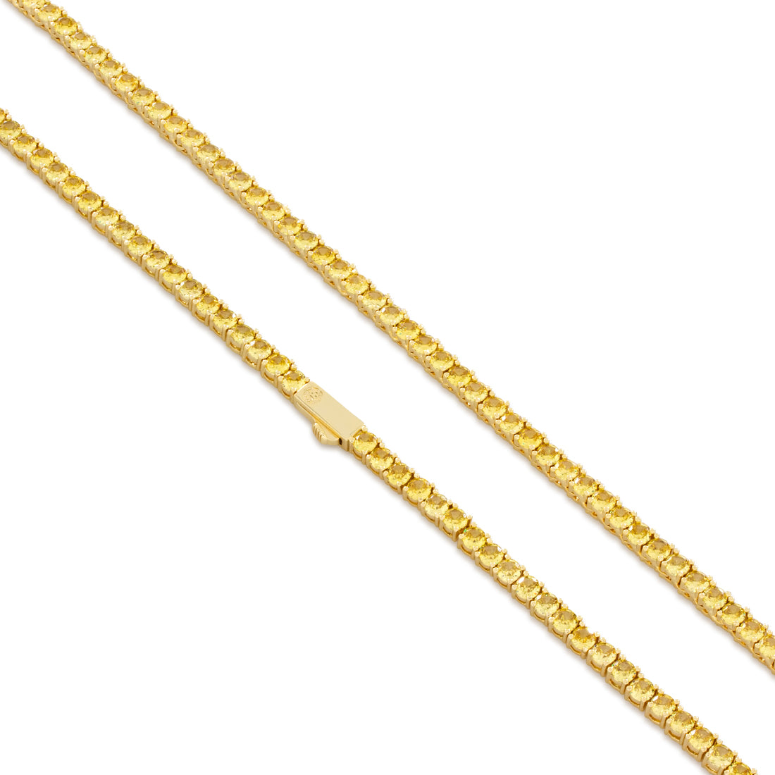 4mm Citrine Tennis Chain  in  Gold Plated / 14K Gold / 22" by King Ice