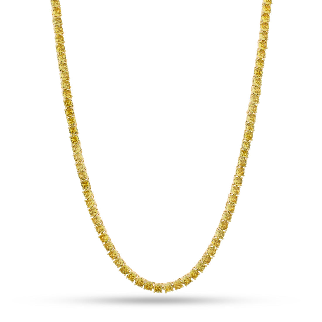 4mm Citrine Tennis Chain  in  Gold Plated / 14K Gold / 22" by King Ice