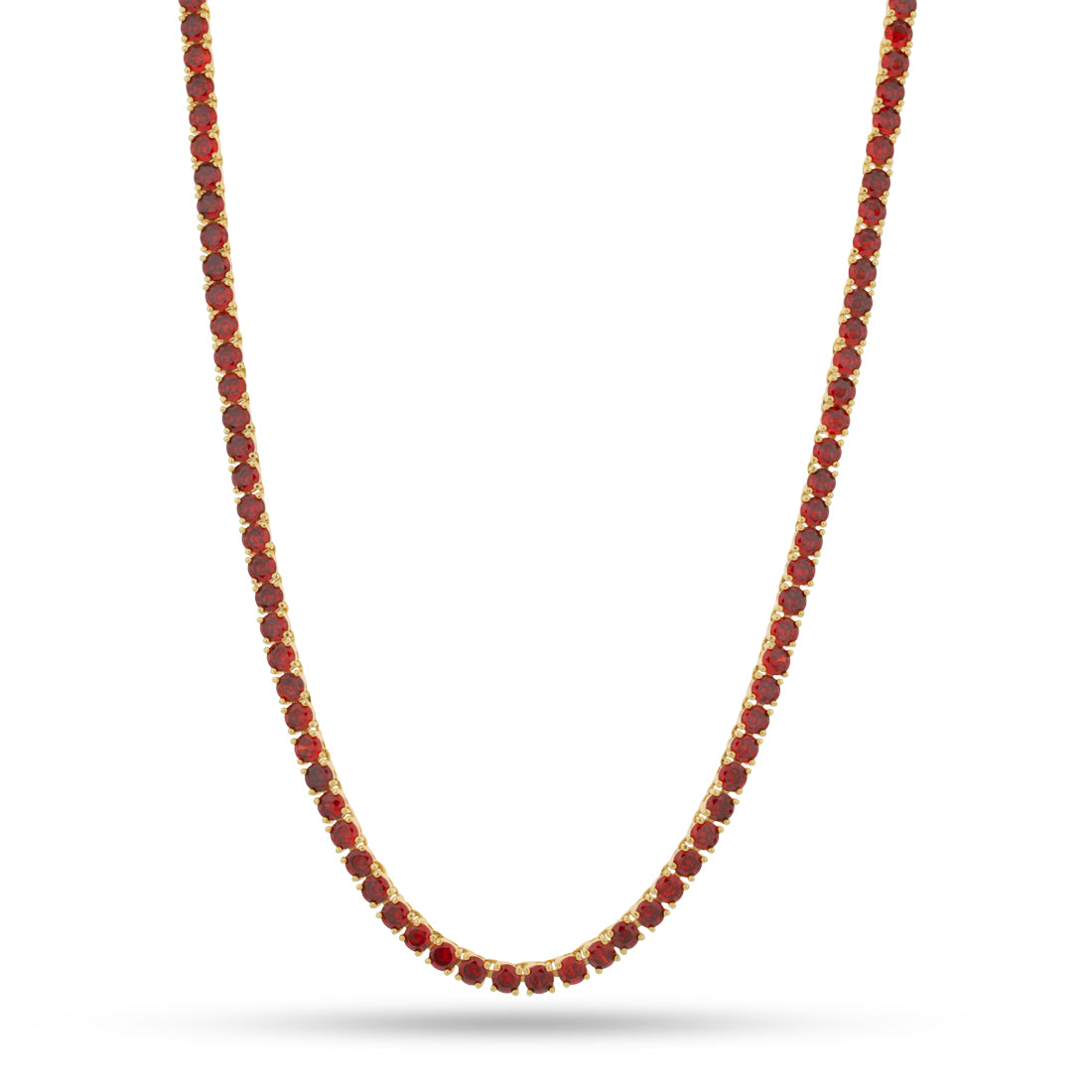 4mm Ruby Tennis Chain  in  Gold Plated / 14K Gold / 22" by King Ice