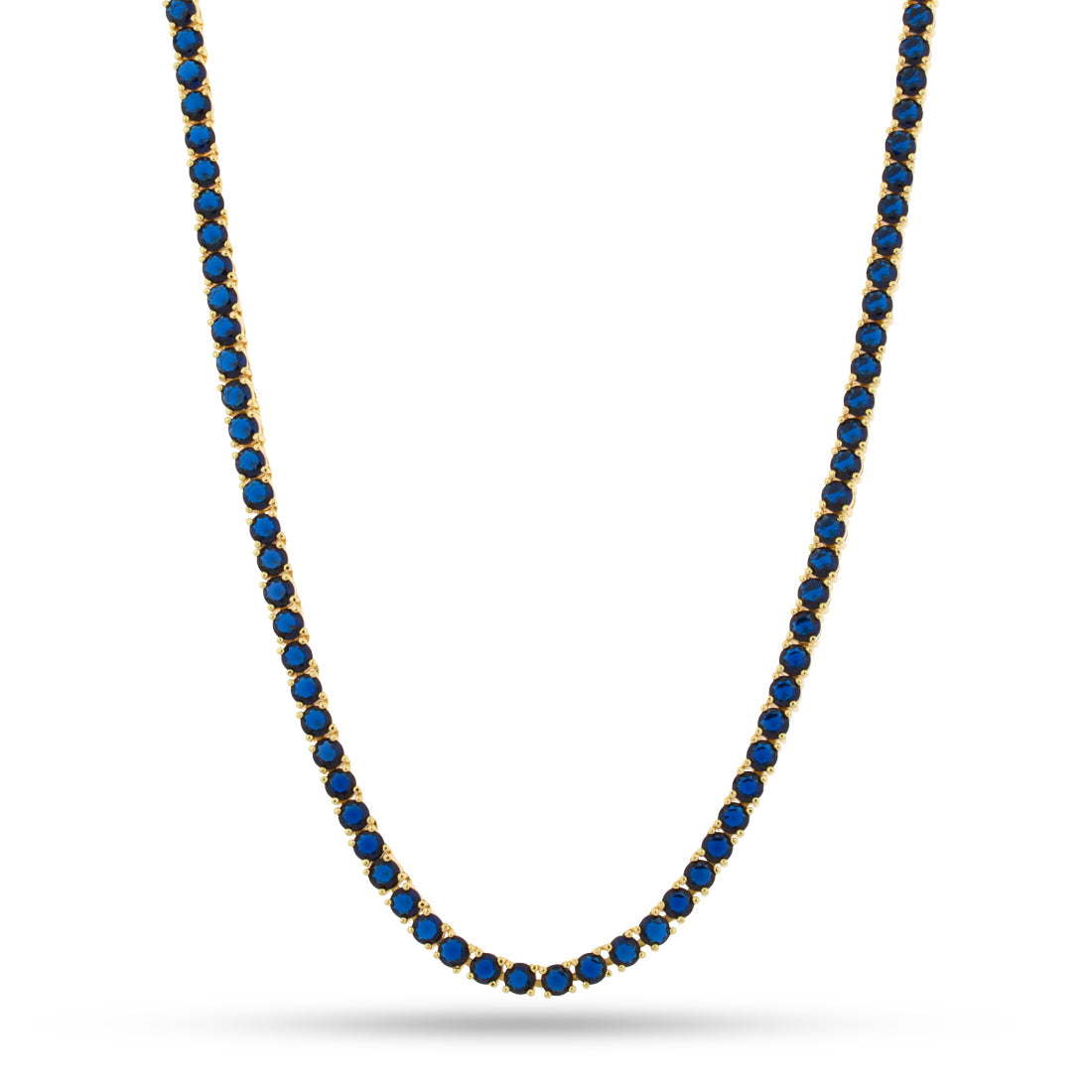 4mm Sapphire Tennis Chain  in  Gold Plated / 14K Gold / 22" by King Ice