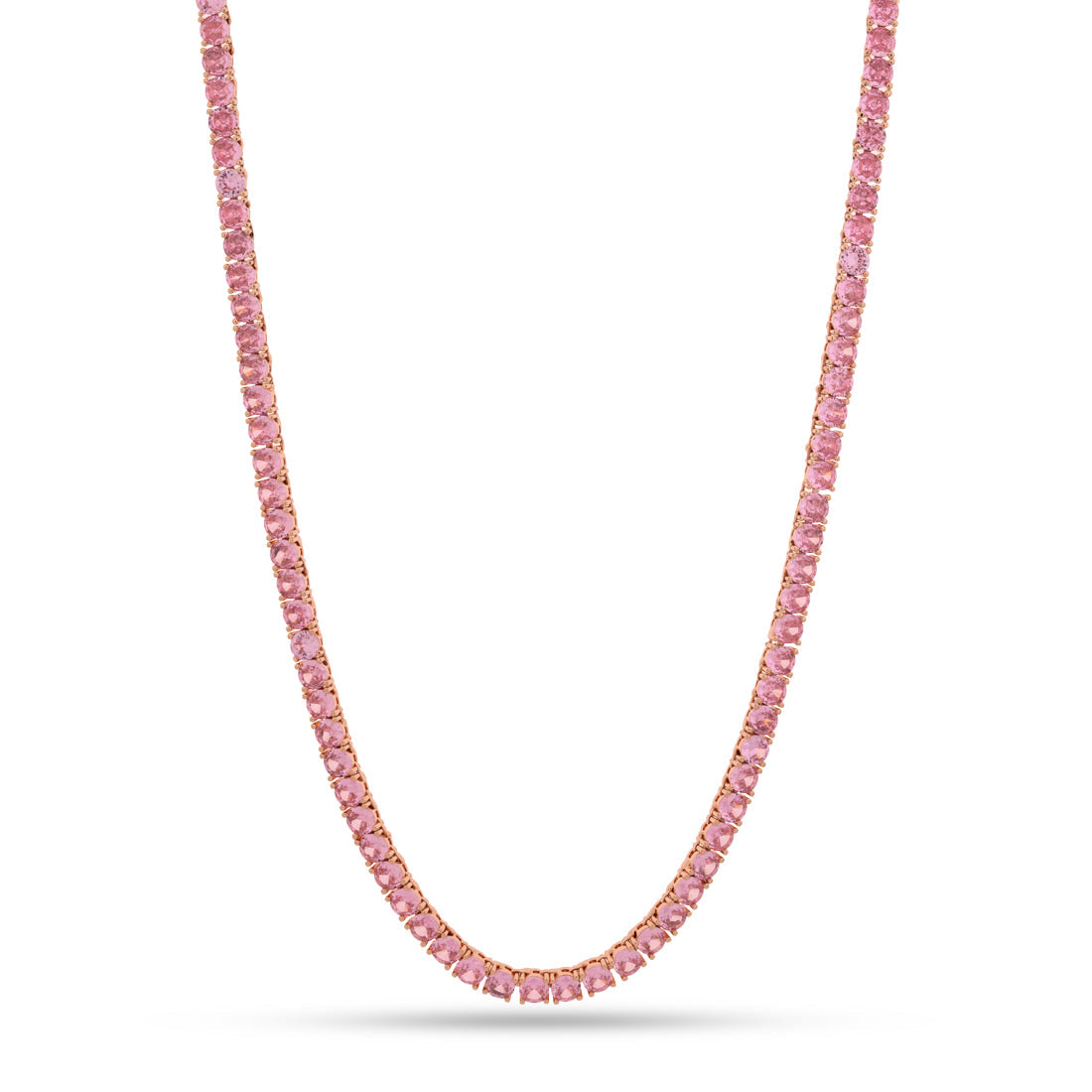 5mm Pink Tennis Chain  in  Gold Plated / Rose Gold / 18" by King Ice