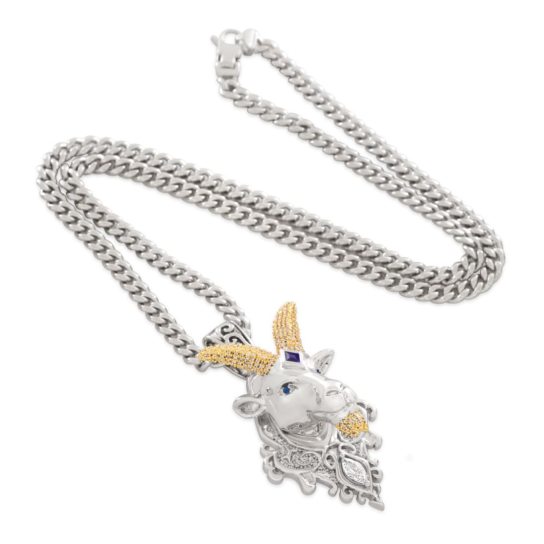 Ajna G.O.A.T. Necklace  in  White Gold / 2.3" by King Ice