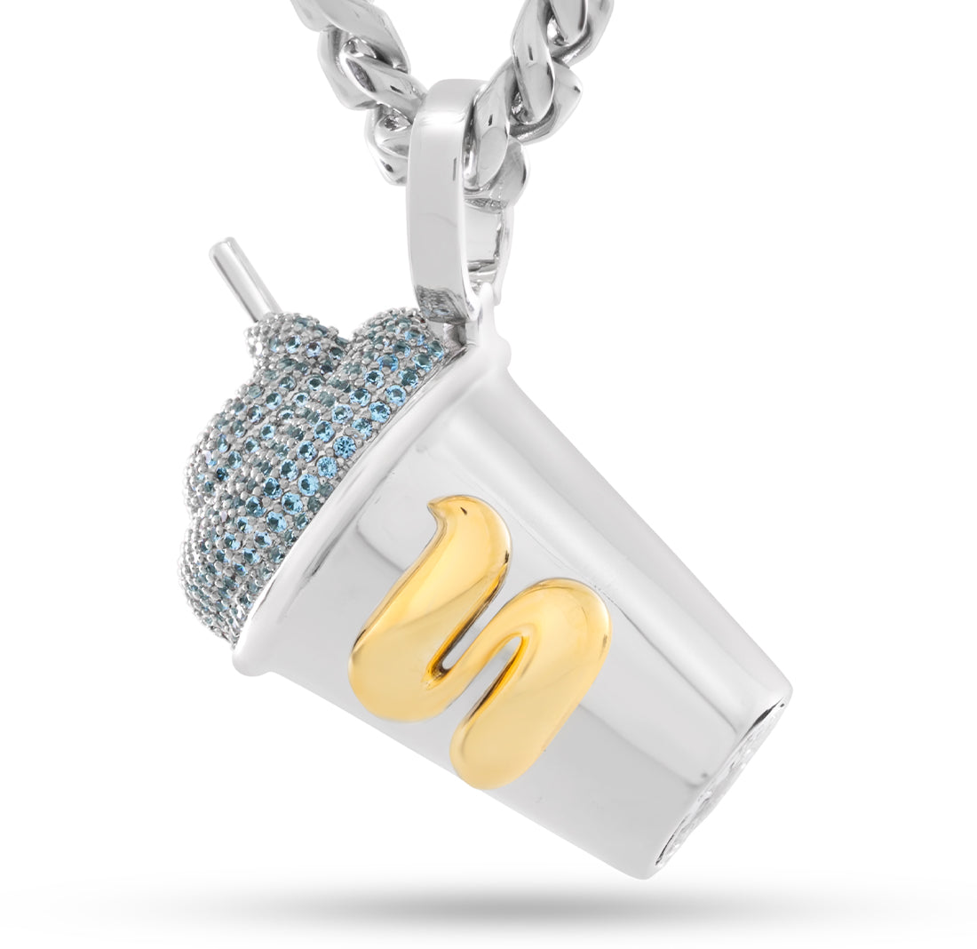 Slurpee® x King Ice - Blue Slurpee® Necklace  in  White Gold / 1.8" by King Ice