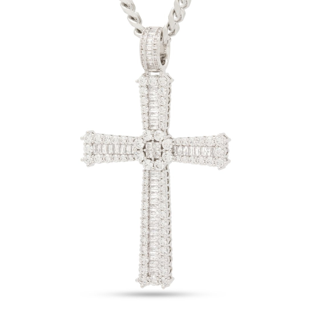 Celtic Cross Necklace  in  White Gold / 2.7" by King Ice