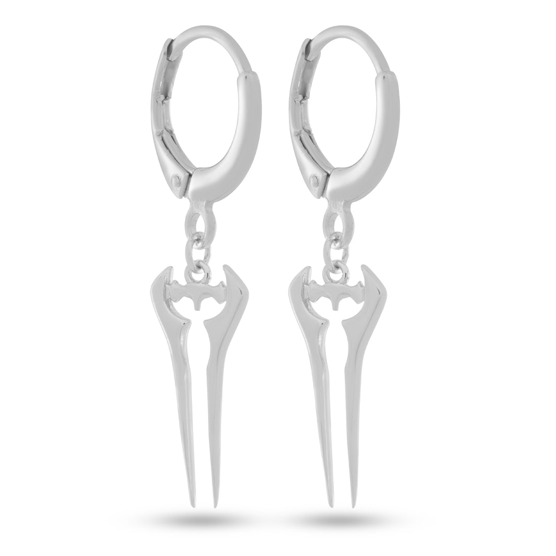 Halo x King Ice - Energy Sword Hanging Earrings  in  Sterling Silver / White Gold / 1.4" by King Ice