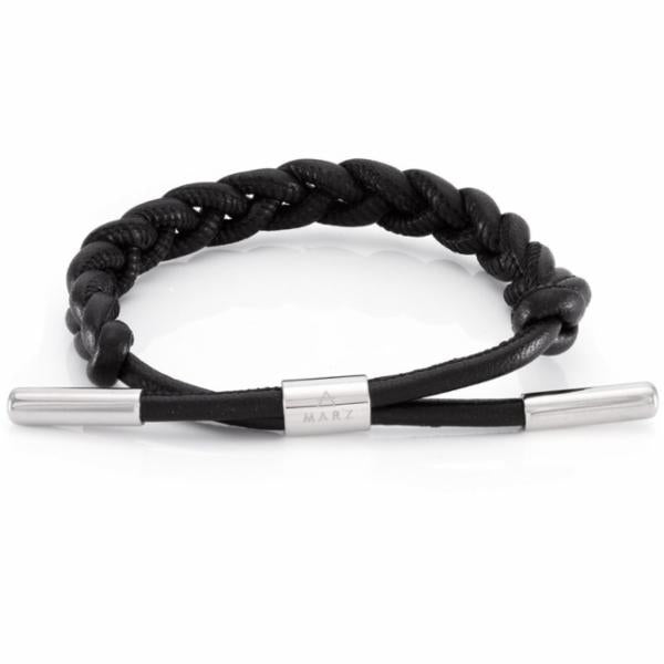 Core Bracelet by MARZ  in  Leather / White Gold / Adjustable by King Ice