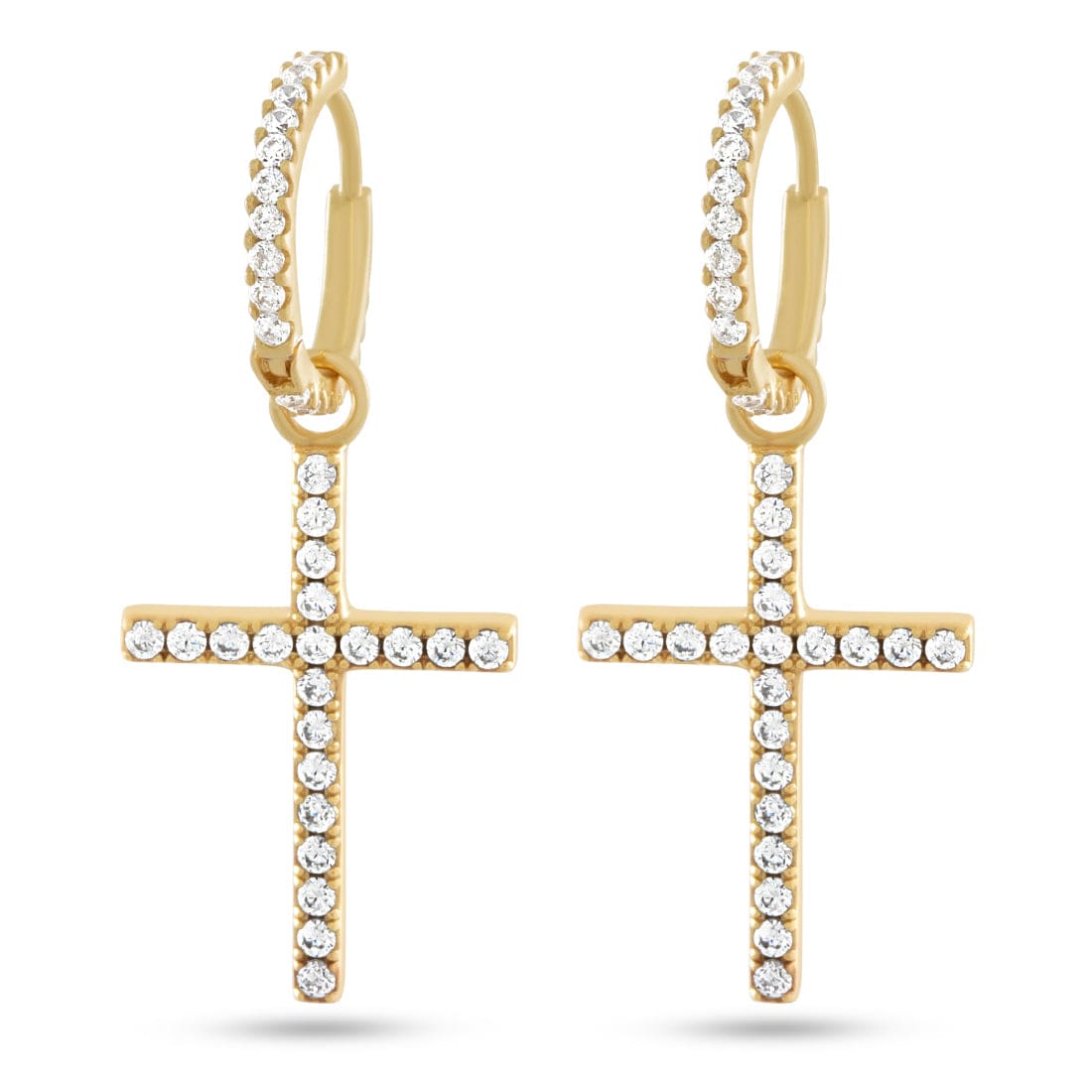 Cross of Centrality Earrings  in  14K Gold / 1.6" by King Ice