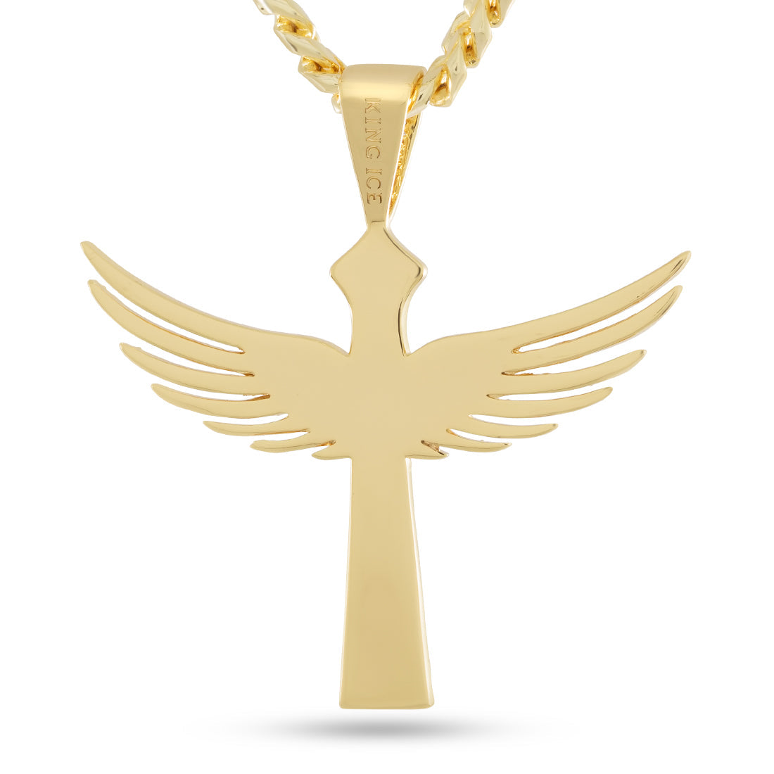 Cross of Heaven and Earth Necklace  in  14K Gold / 2.9" by King Ice