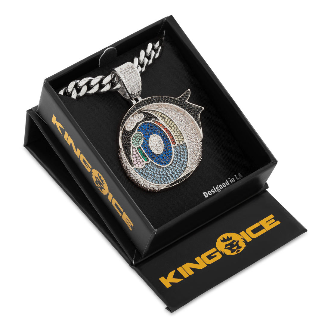 Designed by Mike Zombie - Henteye Necklace  in  Gold Plated / White Gold / 2.3" by King Ice