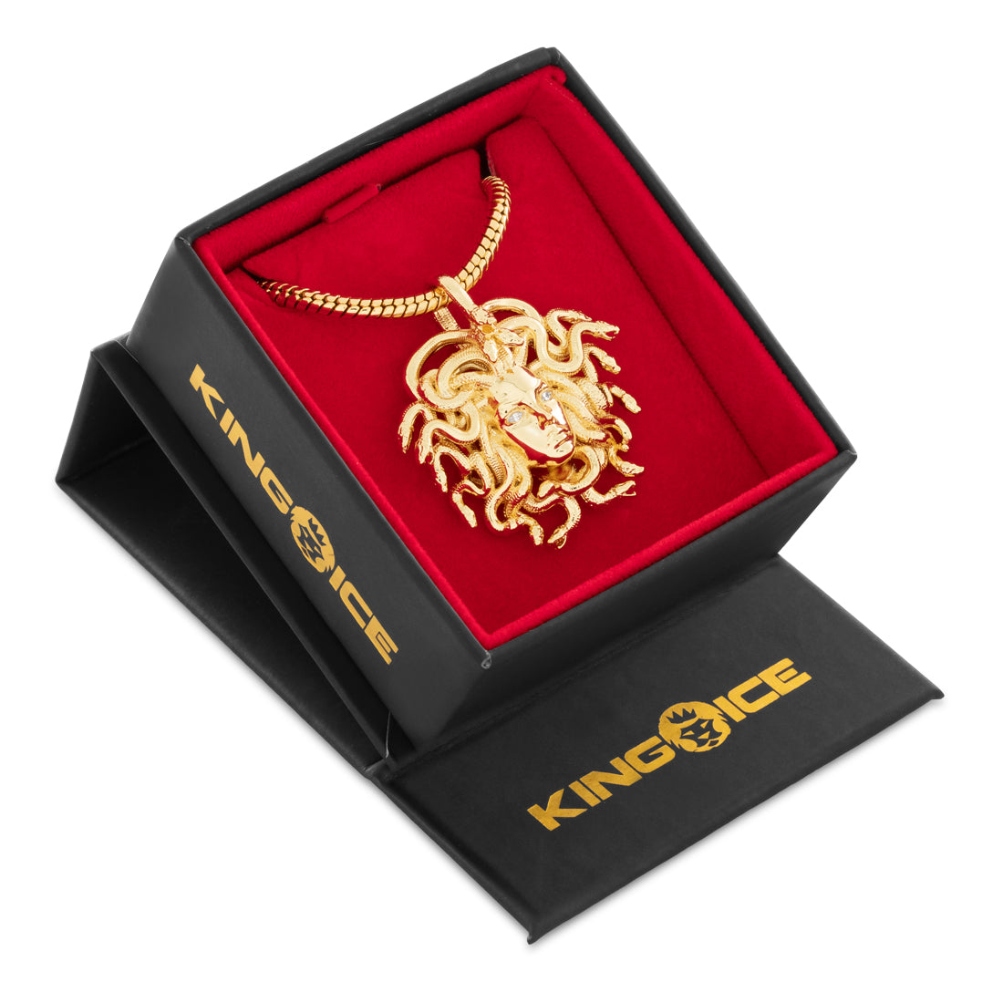 Medusa Necklace  in  14K Gold / 2" by King Ice