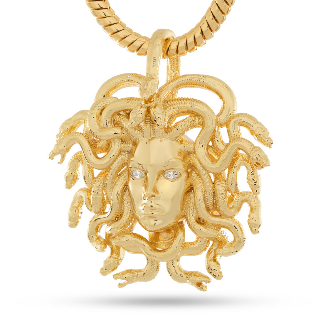 Medusa Necklace  in  14K Gold / 2" by King Ice