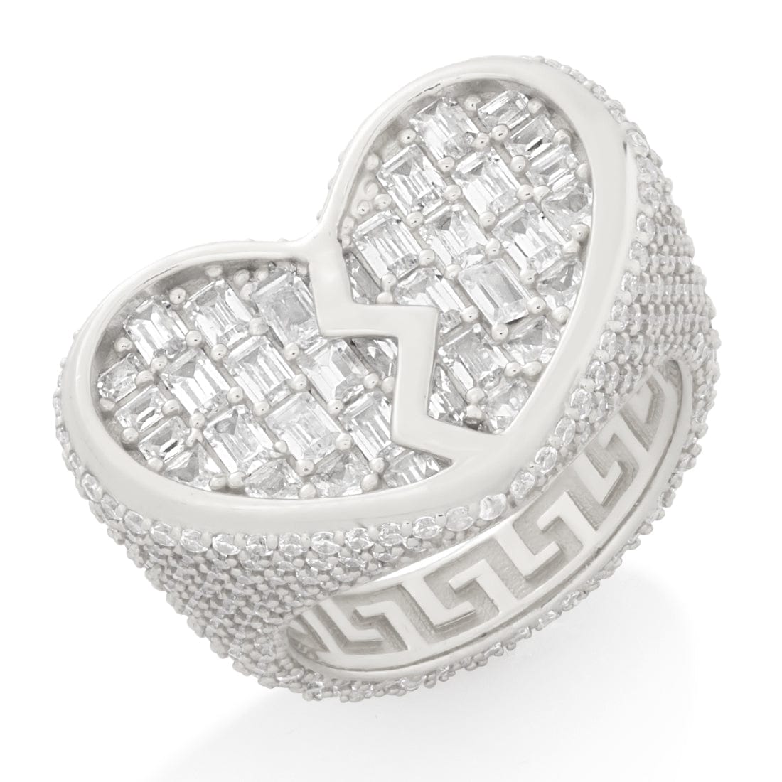 Heartbroken Ring  in  Sterling Silver / White Gold / 7 by King Ice