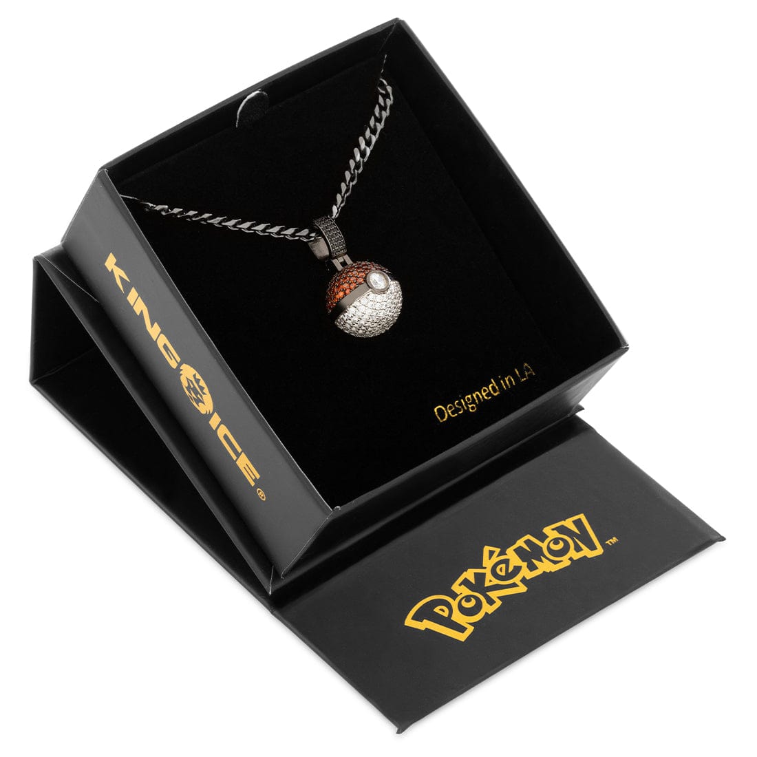 King Ice | Pokémon - Poké Ball Necklace  in  Black Gold / 1.1" by King Ice