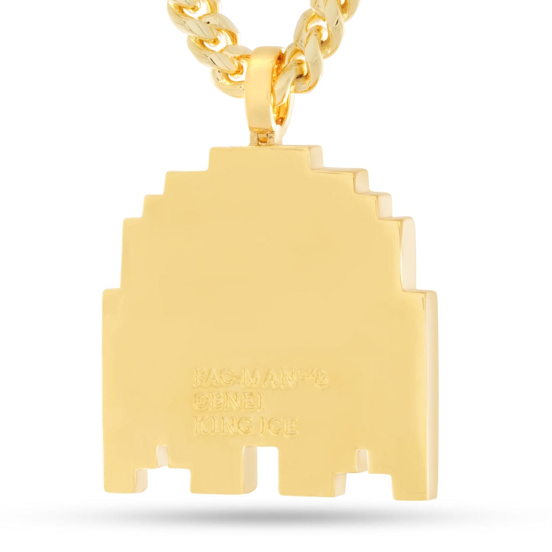 PAC-MAN x King Ice - Pixel Turn-to-Blue Ghost Necklace  in  14K Gold / 2.1" by King Ice