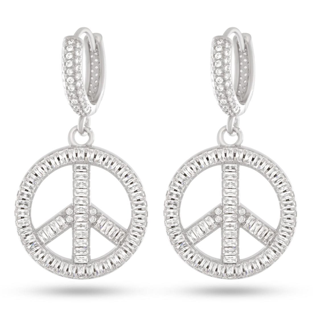 Peace and Love Earrings  in  Sterling Silver / White Gold by King Ice