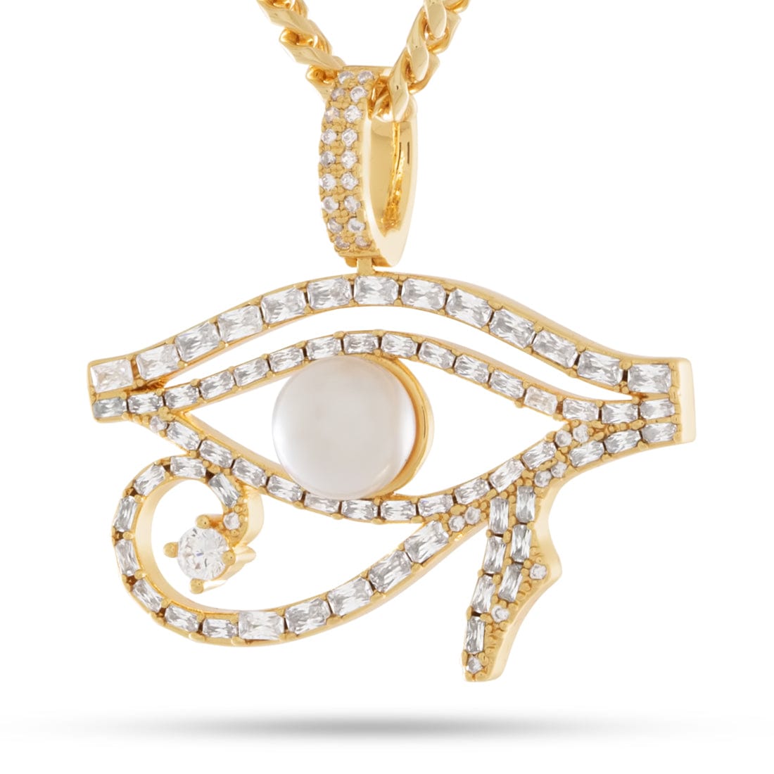 Pearl of Wisdom Eye of Ra Necklace  in  14K Gold by King Ice