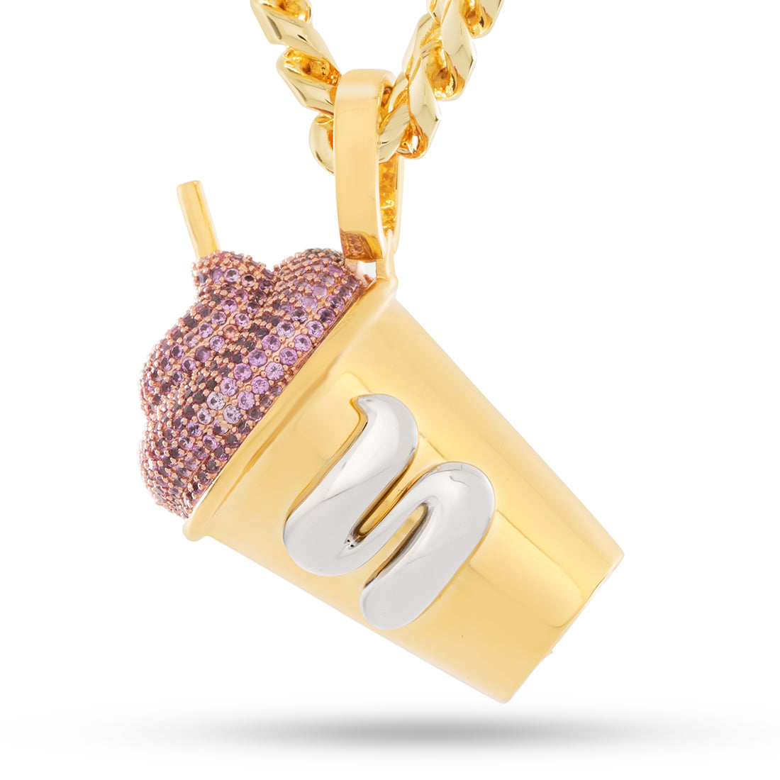 Slurpee® x King Ice - Pink Slurpee® Necklace  in  14K Gold / 1.8" by King Ice