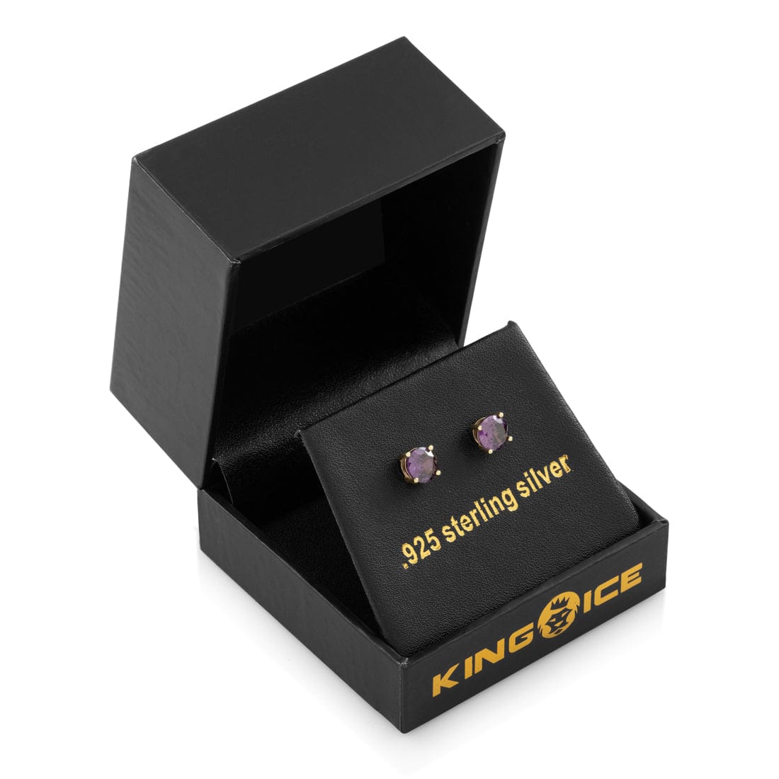 Purple Brilliant-Cut Stud Earrings  in  by King Ice