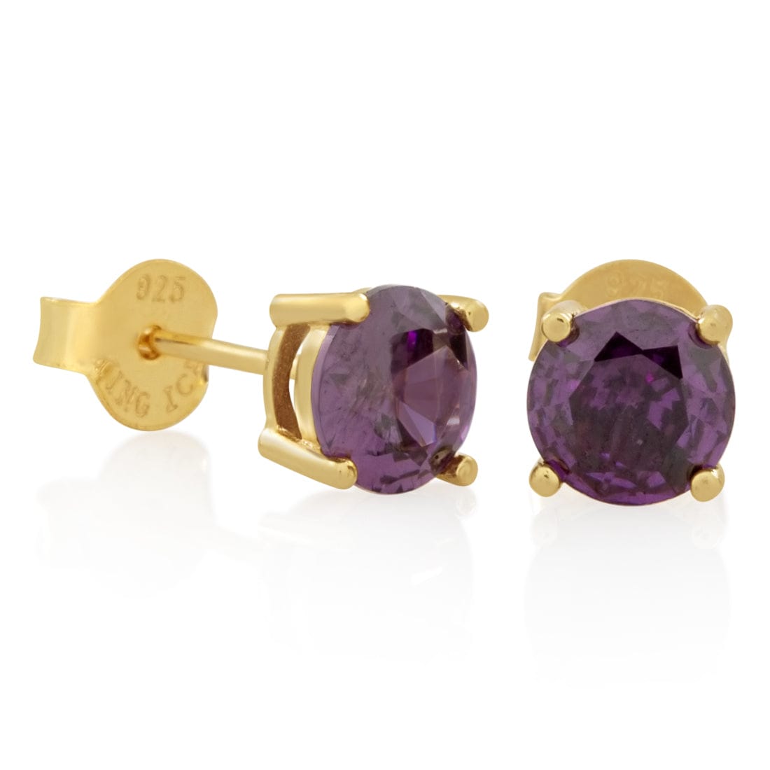 Purple Brilliant-Cut Stud Earrings  in  Sterling Silver / 14K Vermeil / 6mm by King Ice