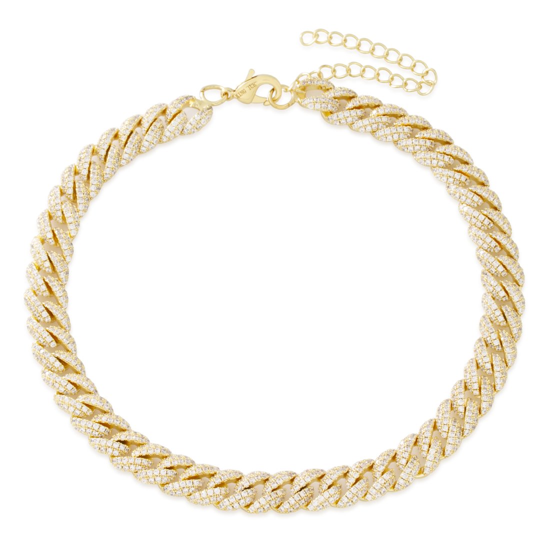 10mm Iced Miami Cuban Link Choker Chain  in  Gold Plated / 14K Gold / Adjustable by King Ice