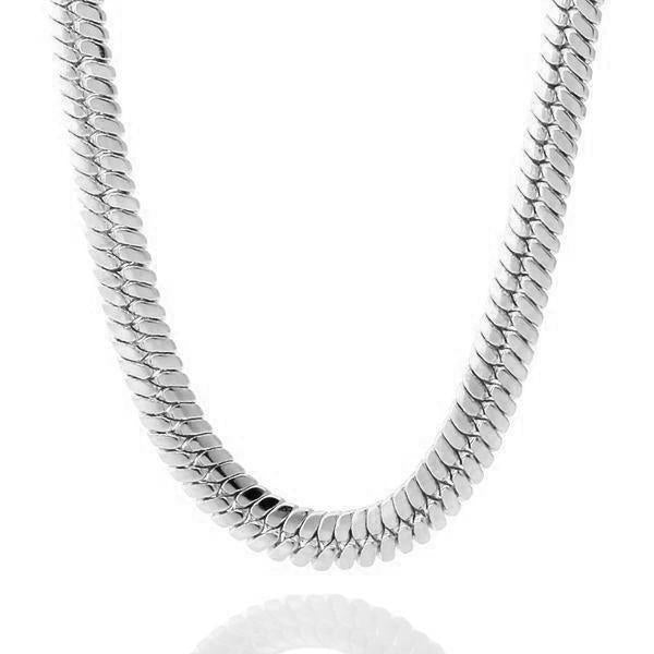 10mm Thick Herringbone Chain  in  Gold Plated / White Gold / 18" by King Ice