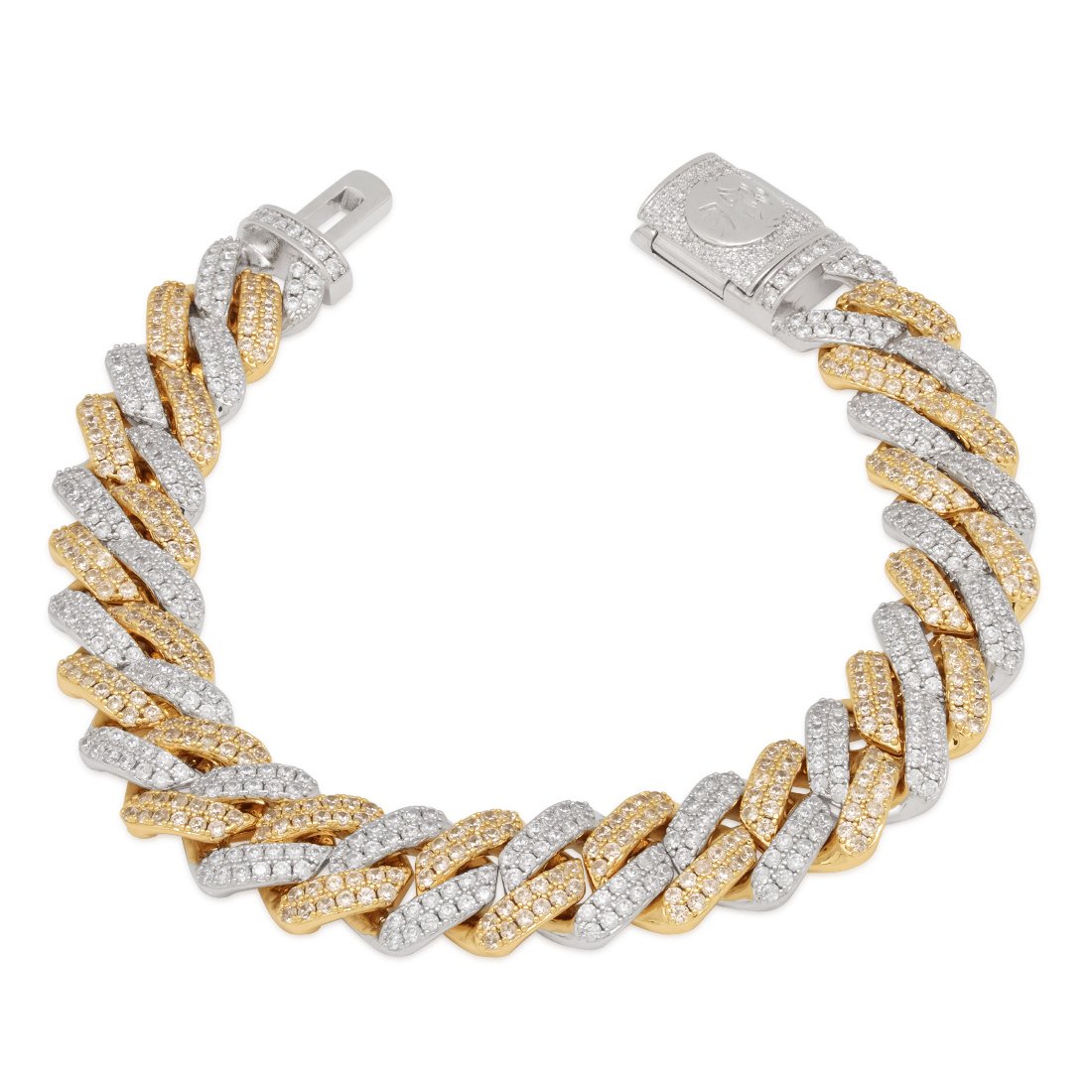 12mm Iced Diamond Cut Miami Cuban Link Bracelet  in  14K/White Gold / 7" by King Ice