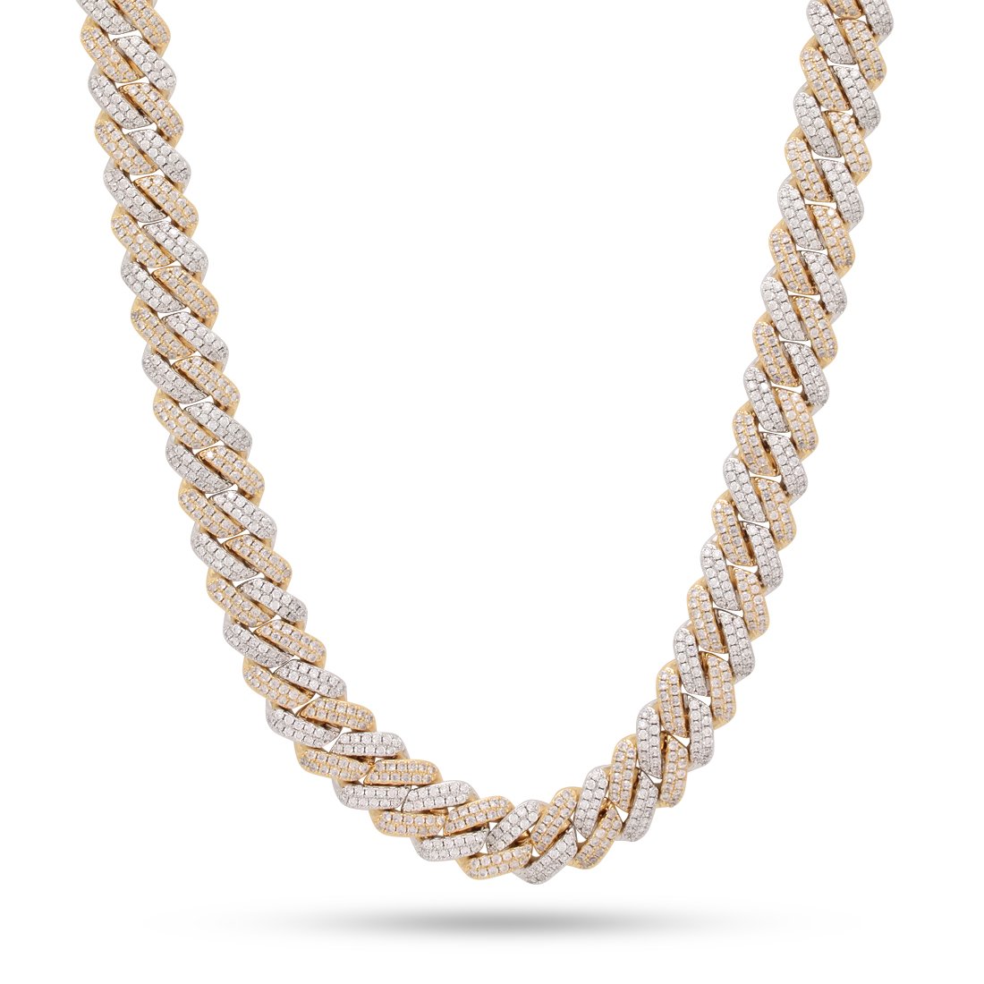 12mm Iced Diamond Cut Miami Cuban Link Chain  in  Gold Plated / 14K/White Gold / 18" by King Ice