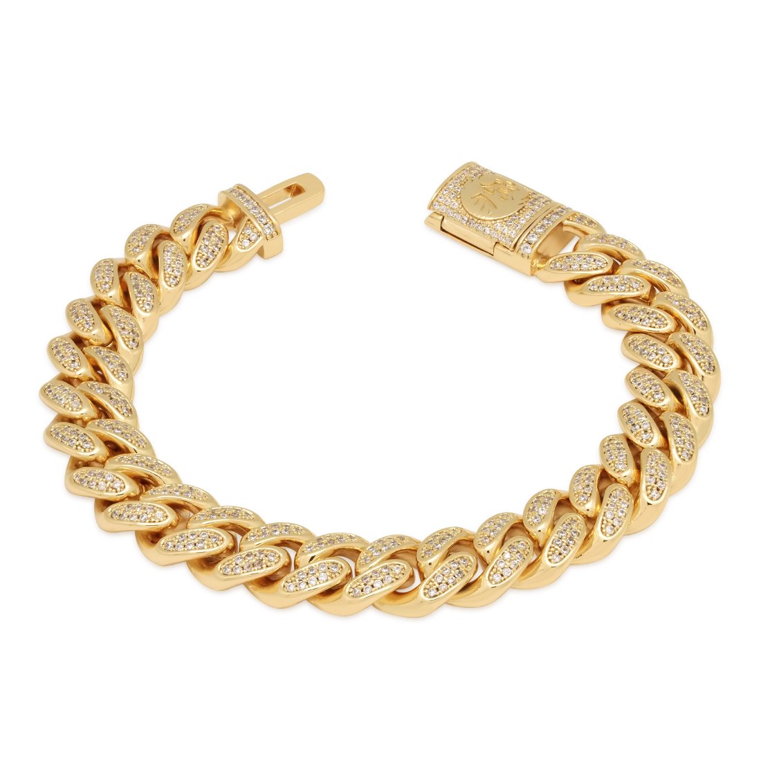 12mm Iced Miami Cuban Link Bracelet  in  14K Gold / 7" by King Ice