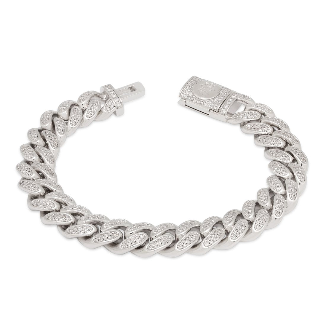 12mm Iced Miami Cuban Link Bracelet  in  White Gold / 7" by King Ice