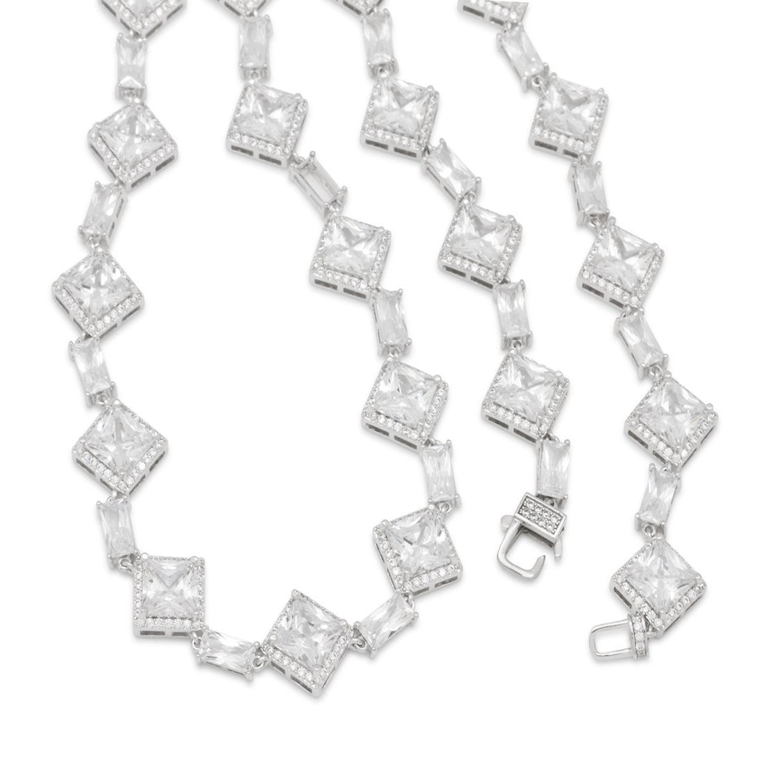 14mm Clustered Princess-Cut Tennis Chain  in  by King Ice