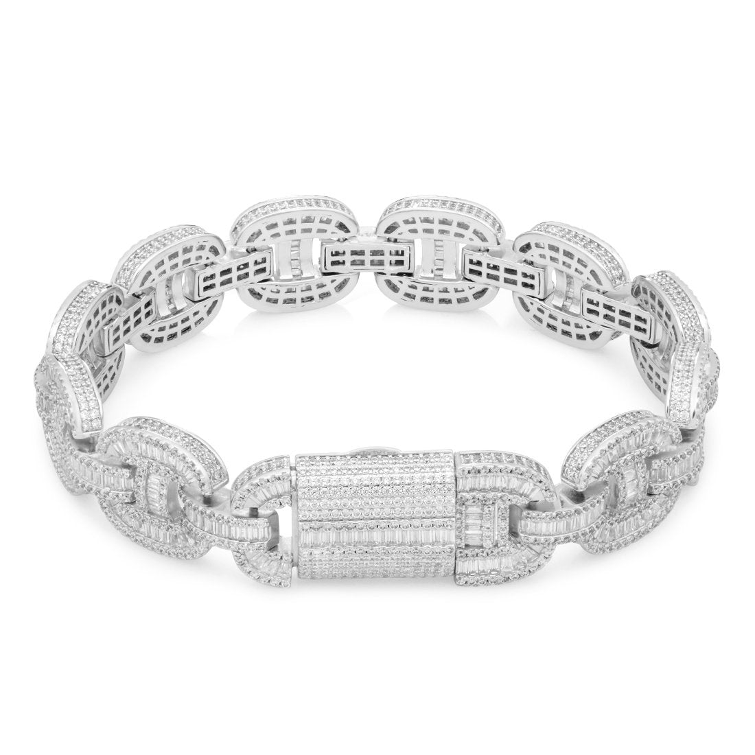 14mm Iced Baguette-Cut G-Link Bracelet  in  by King Ice