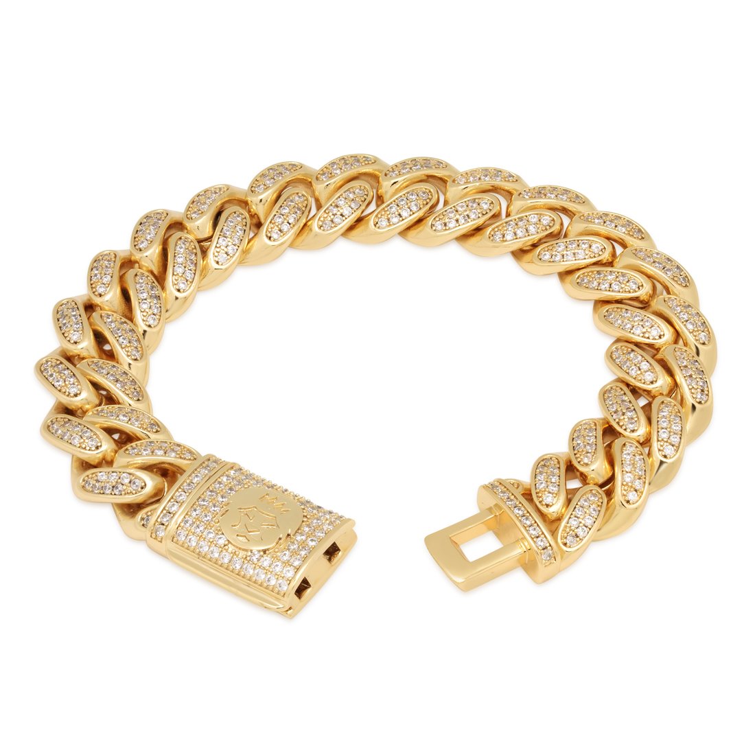 15mm Iced Miami Cuban Link Bracelet  in  by King Ice