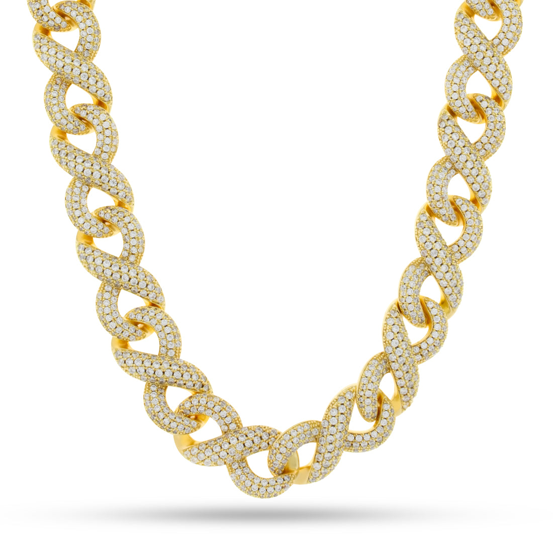 15mm Infinity Link Chain  in  Gold Plated / 14K Gold / 20" by King Ice