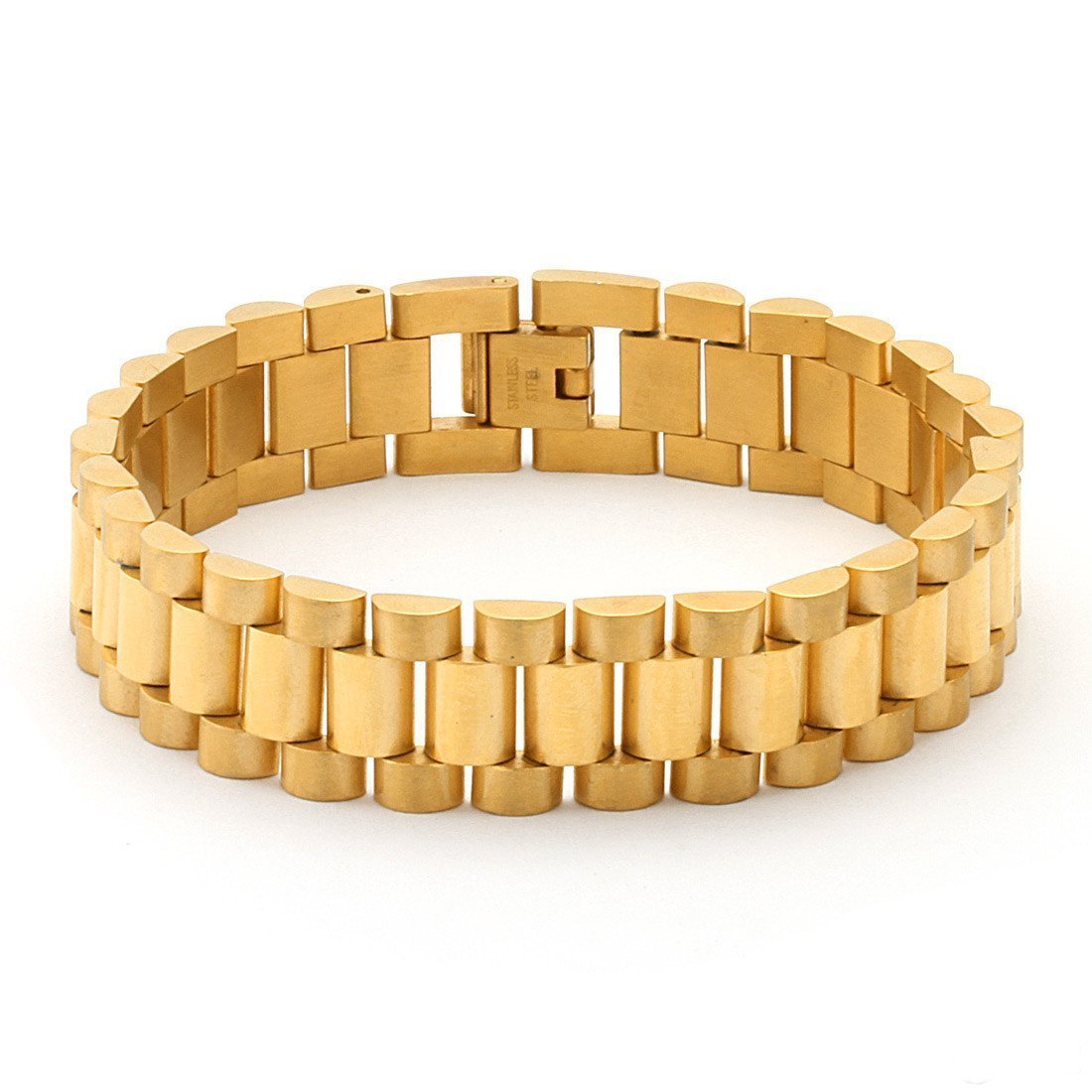 15mm Rollie Link Bracelet  in  14K Gold / 8" by King Ice