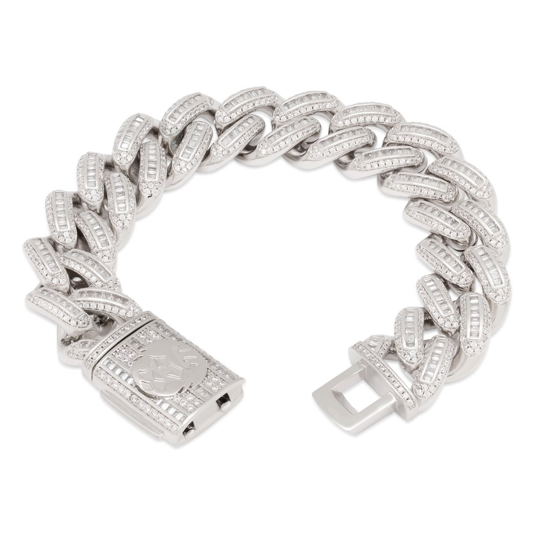 18mm Iced Baguette Miami Cuban Link Bracelet  in  by King Ice