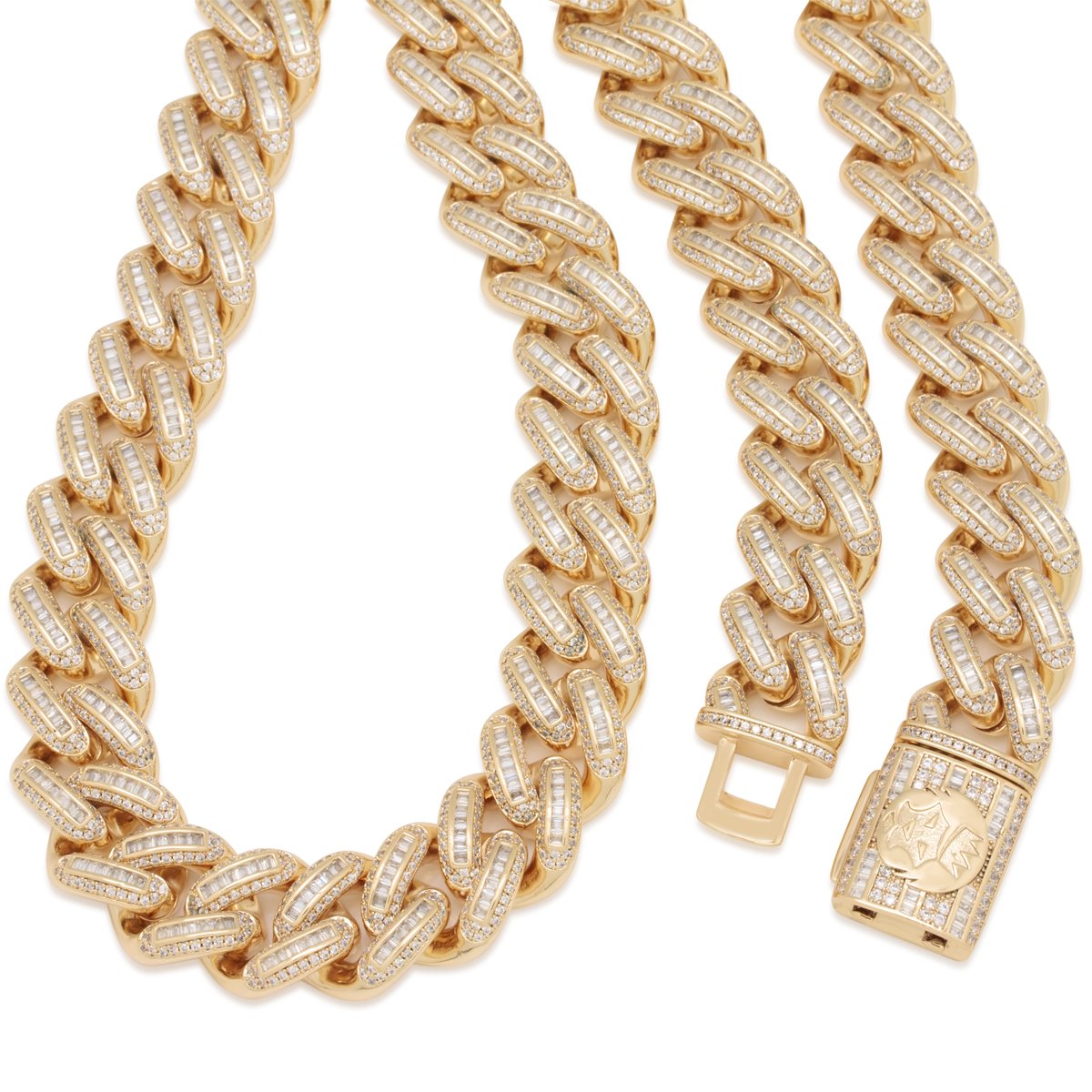 18mm Iced Baguette Miami Cuban Link Chain  in  by King Ice