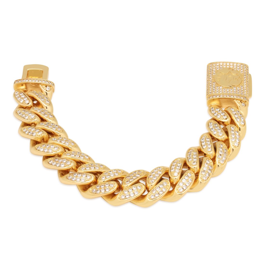 18mm Iced Miami Cuban Link Bracelet  in  14K Gold / 7" by King Ice