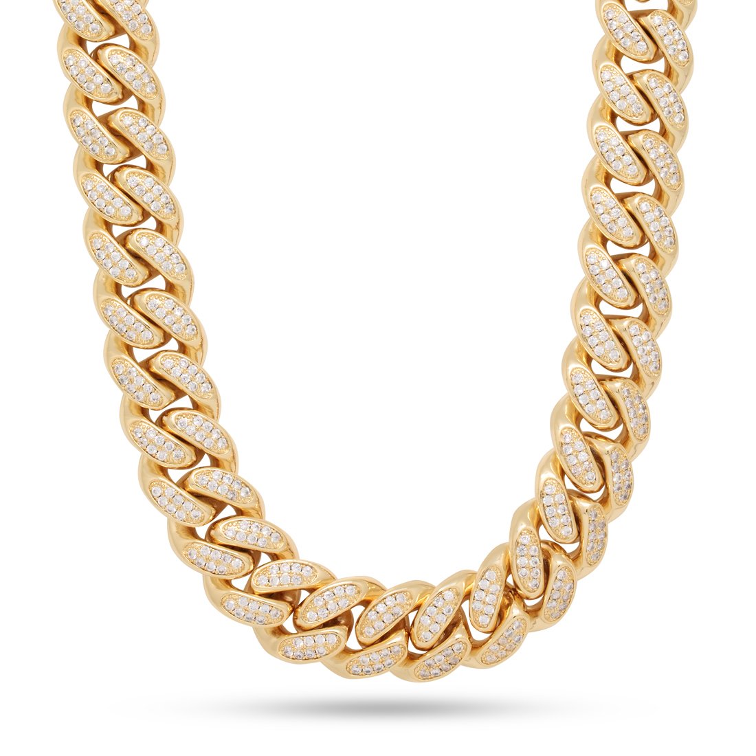 18mm Iced Miami Cuban Link Chain  in  Gold Plated / 14K Gold / 18" by King Ice