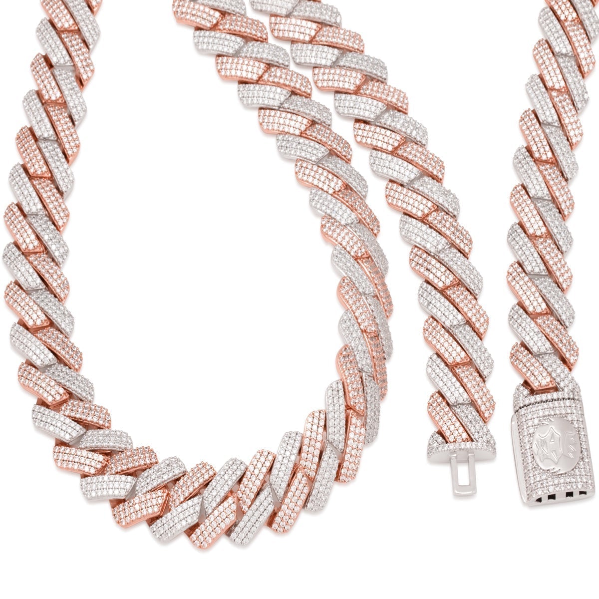 18mm Rose Gold Iced Diamond-Cut Miami Cuban Link Chain  in  by King Ice