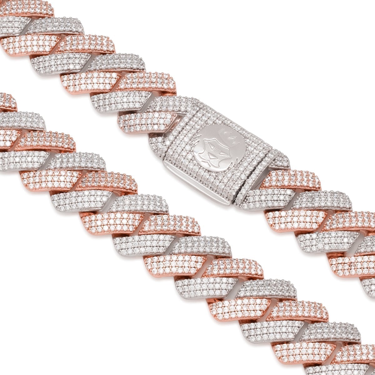 18mm Rose Gold Iced Diamond-Cut Miami Cuban Link Chain  in  by King Ice