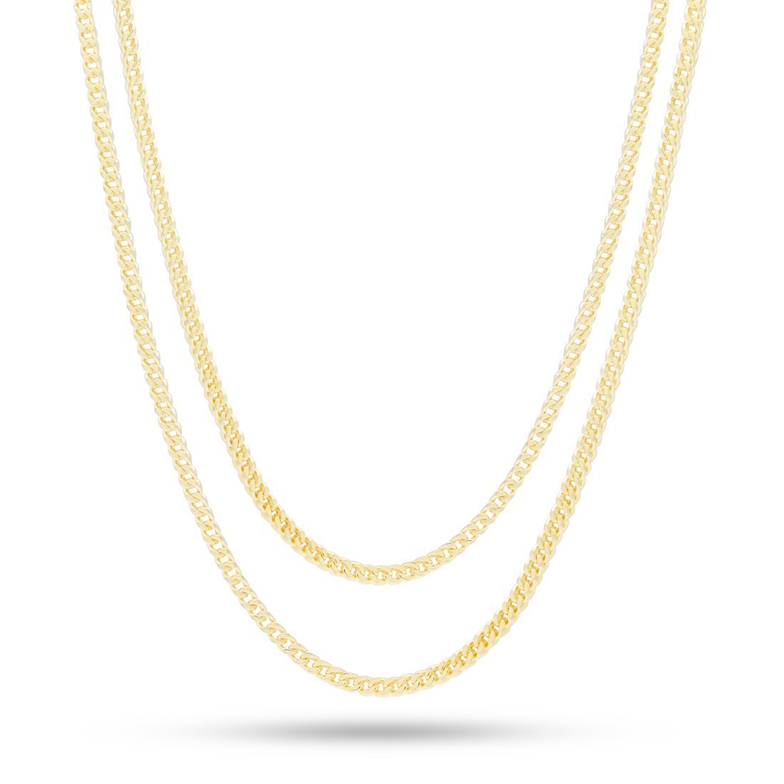 3mm Franco Chain Choker Set  in  Gold Plated / 14K Gold / 18"/20" by King Ice