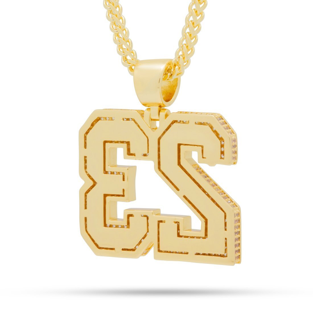 23 Necklace  in  14K Gold / 1.6" by King Ice