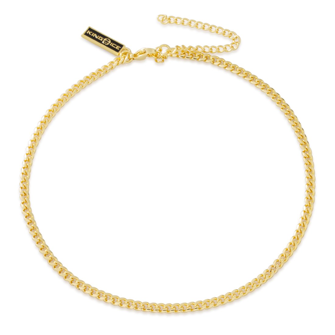 3mm Miami Cuban Link Choker Chain  in  Gold Plated / 14K Gold / Adjustable by King Ice