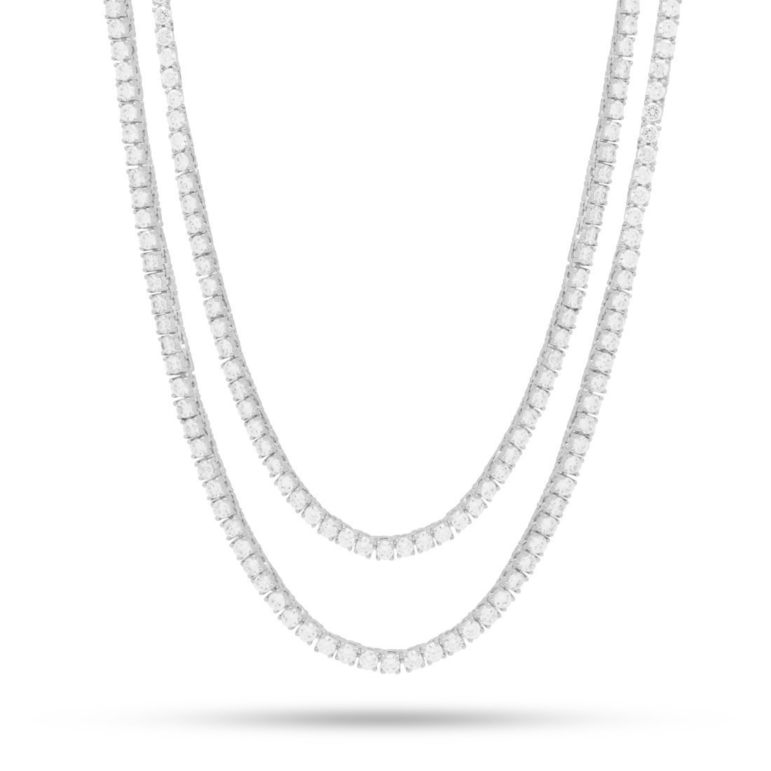 3mm Tennis Chain Choker Set  in  Gold Plated / White Gold / 18"/20" by King Ice