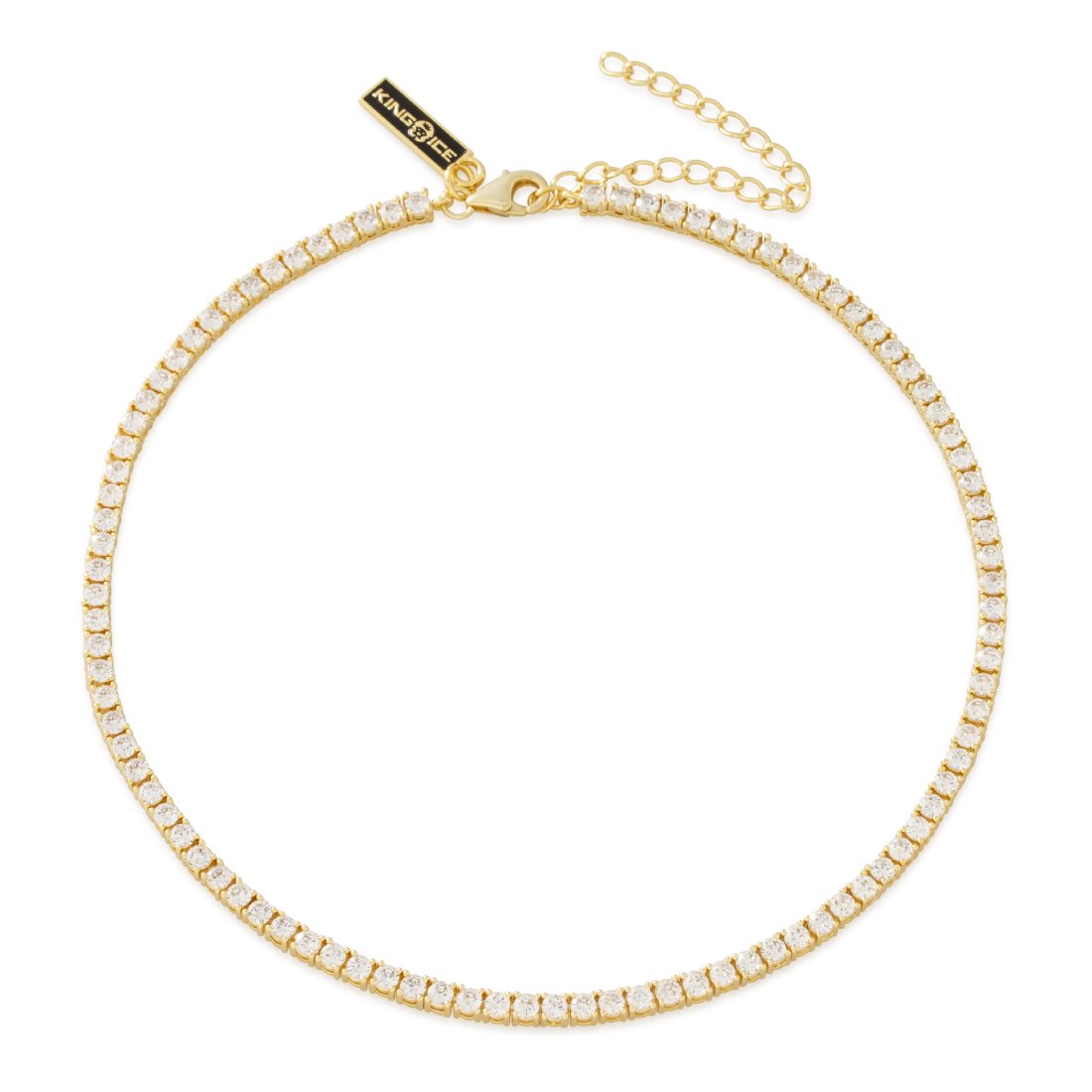 3mm Tennis Choker Chain  in  Gold Plated / 14K Gold / Adjustable by King Ice