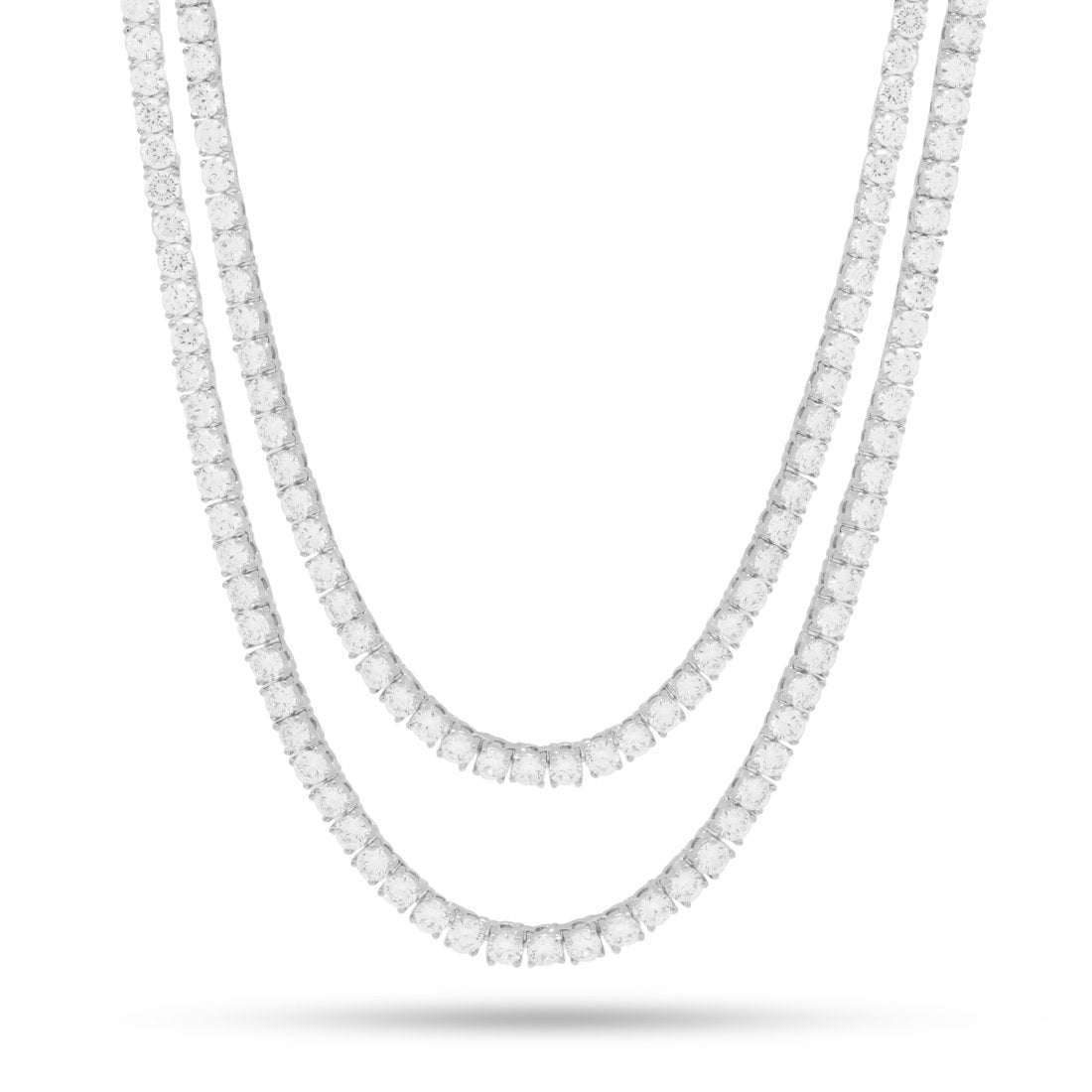 4mm Tennis Chain Choker Set  in  Gold Plated / White Gold / 18"/20" by King Ice