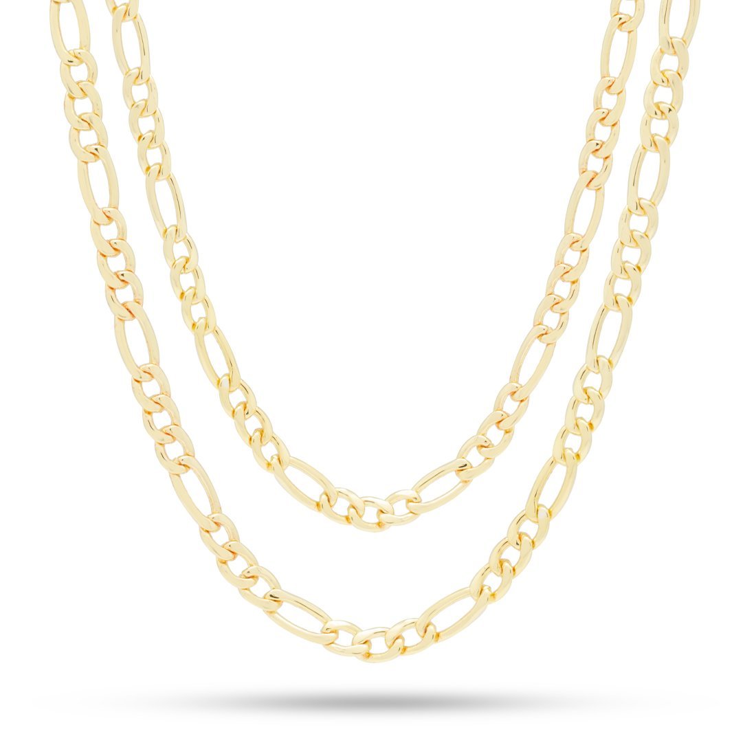 5mm Figaro Chain Choker Set  in  Gold Plated / 14K Gold / 18"/20" by King Ice