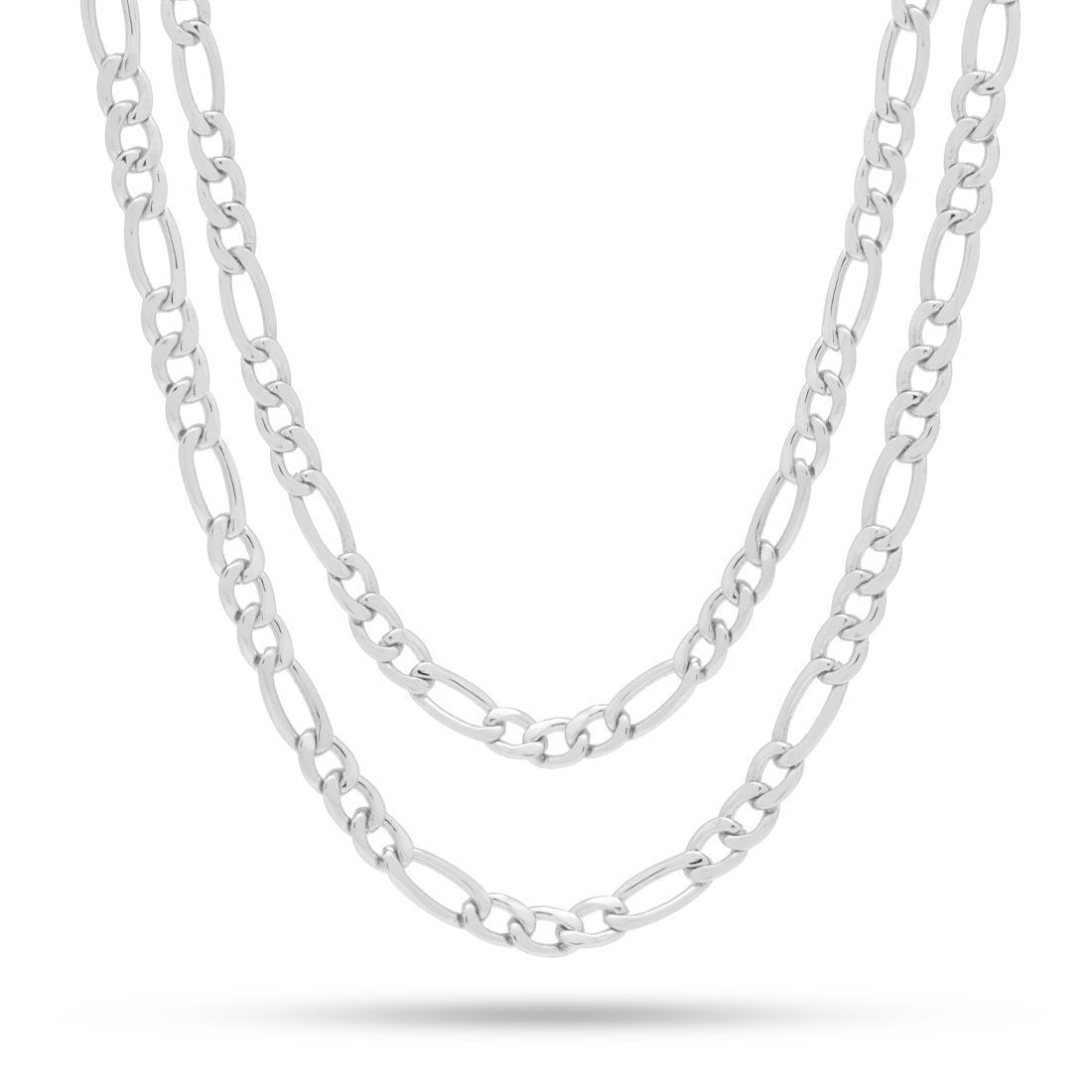 5mm Figaro Chain Choker Set  in  Gold Plated / White Gold / 18"/20" by King Ice