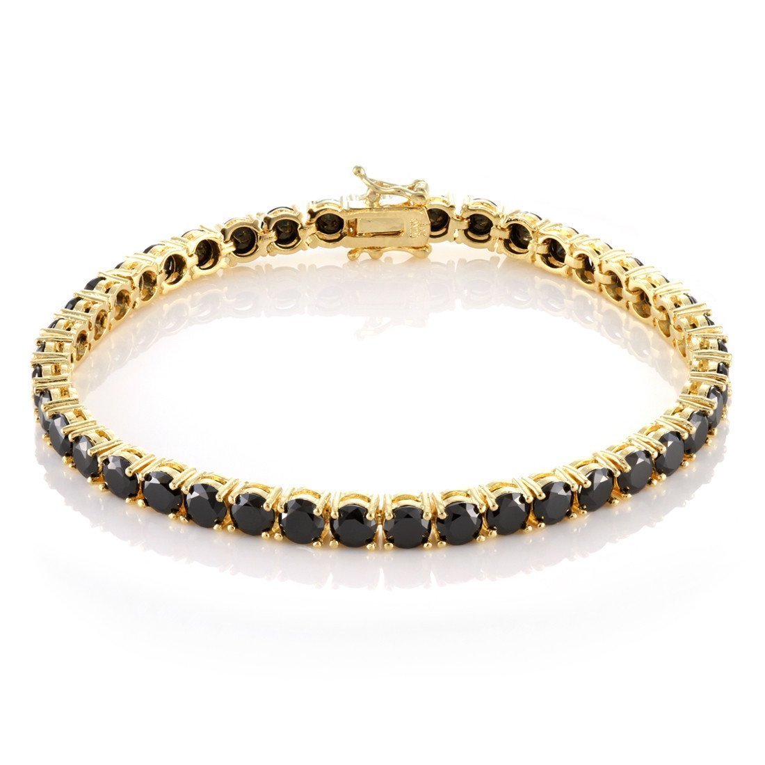 5mm Onyx Tennis Bracelet  in  Gold Plated / 14K Gold / 8.5" by King Ice