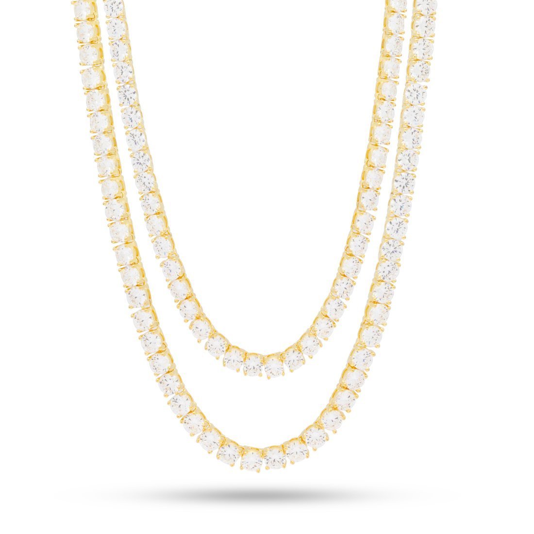 5mm Tennis Chain Choker Set  in  Gold Plated / 14K Gold / 18"/20" by King Ice